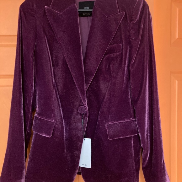 NWT Mango Structured Velvet Burgundy Blazer Sz S - Picture 1 of 4